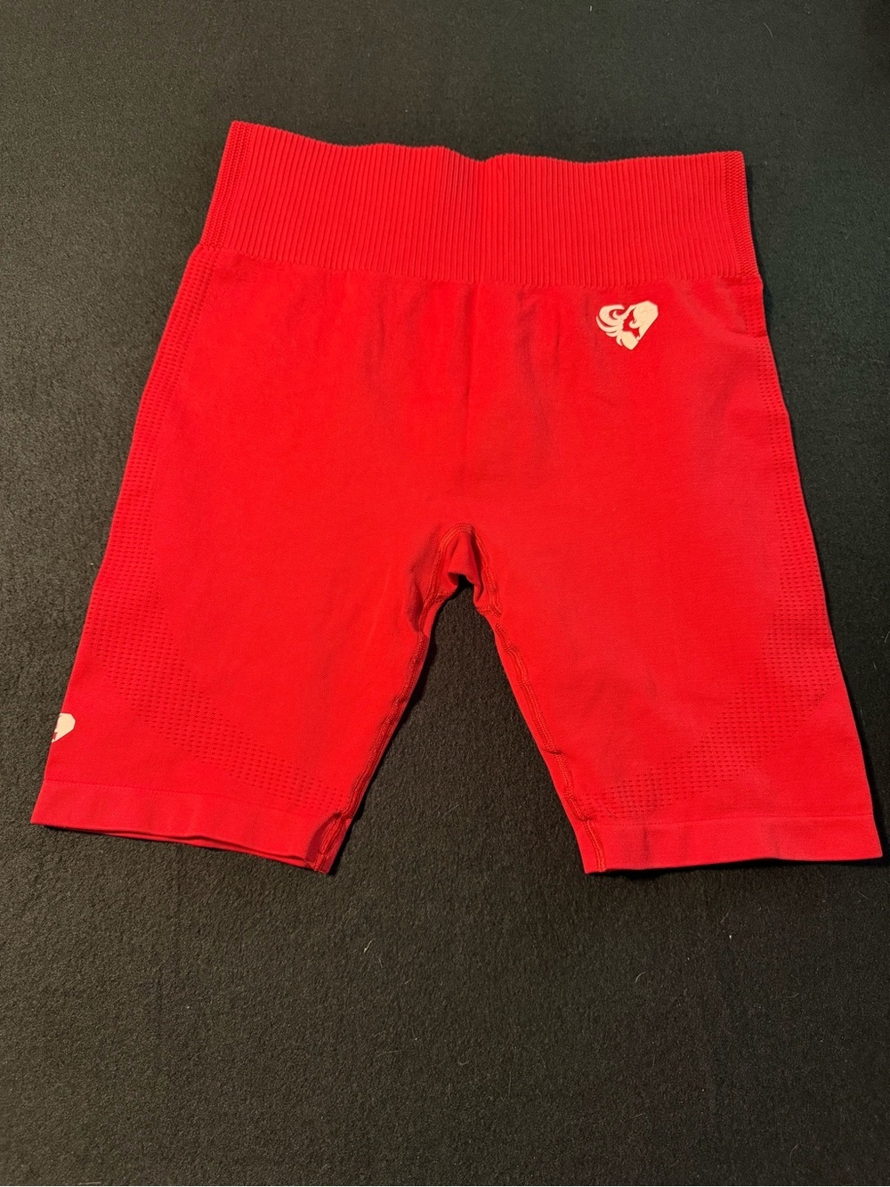 Girls' Red Seamless Bike Shorts with Heart Accent